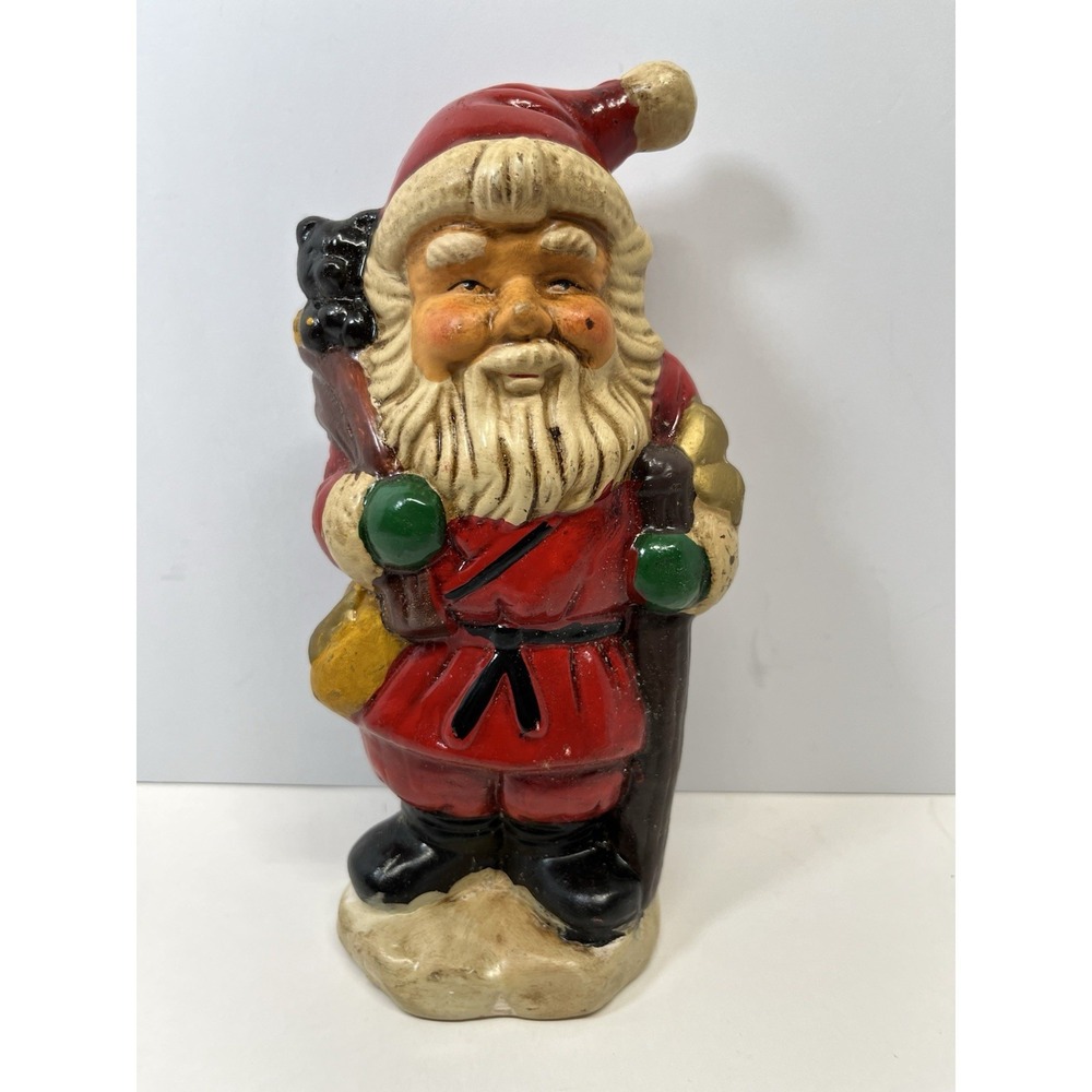 VTG Ceramic Santa Figurine Country Primitive Rustic Holiday Christmas 7"